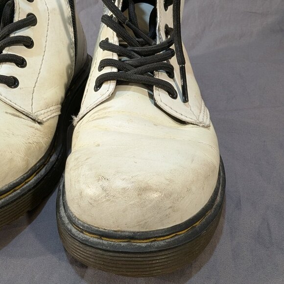 Dr. Martens 1460 J White Leather Combat Boots - Youth Size US 3 - Picture 7 of 9
